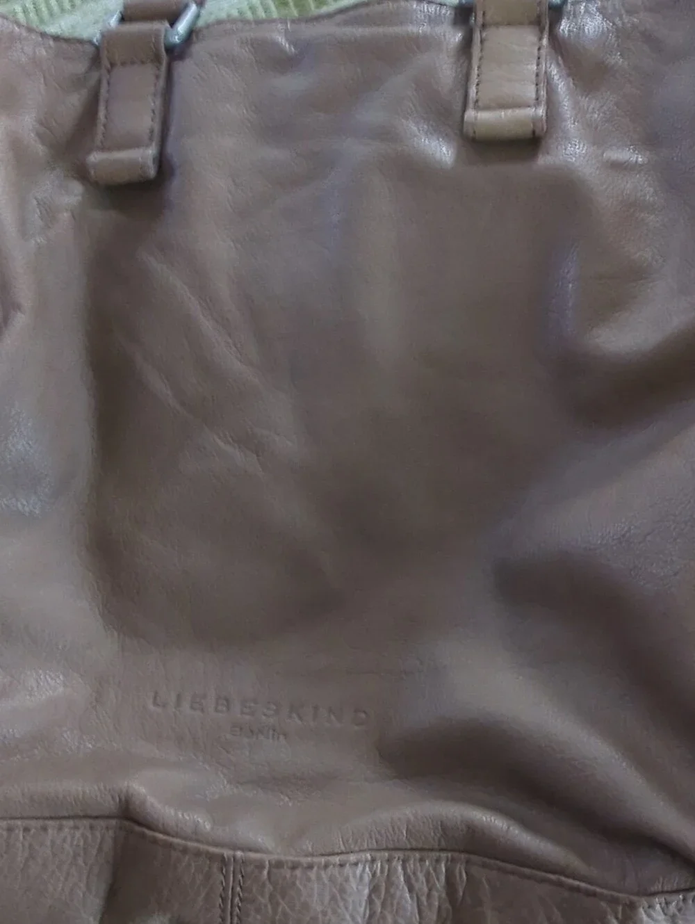 Liebeskind Soft Taupe Leather Tote, hobo bag Handles, cross body Strap, vintage